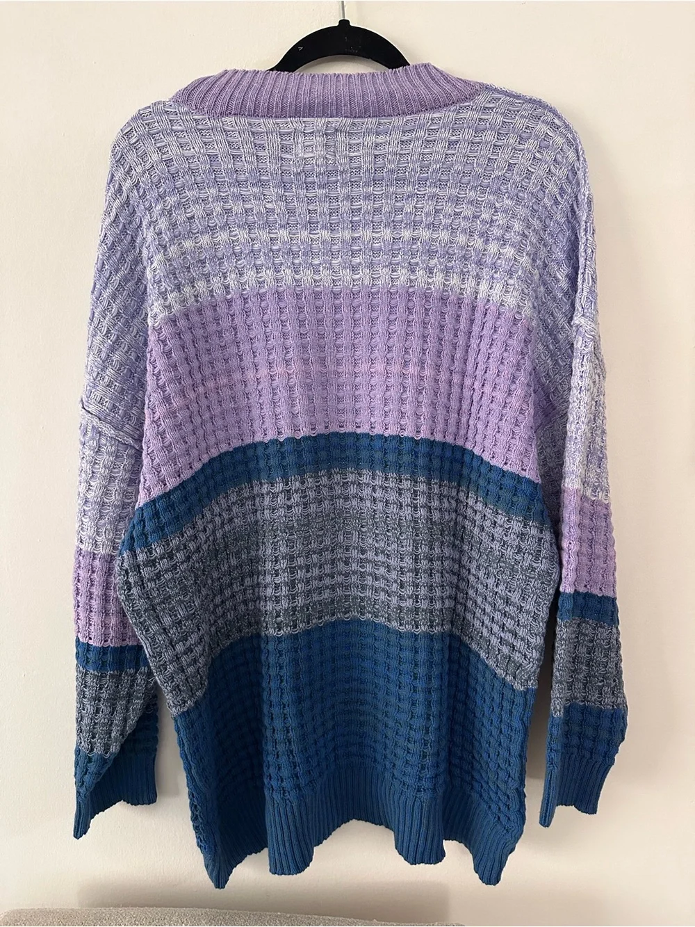 Urban Outfitters BDG Purple Pastel Colorblock Oversized Chunky Knit Sweater S